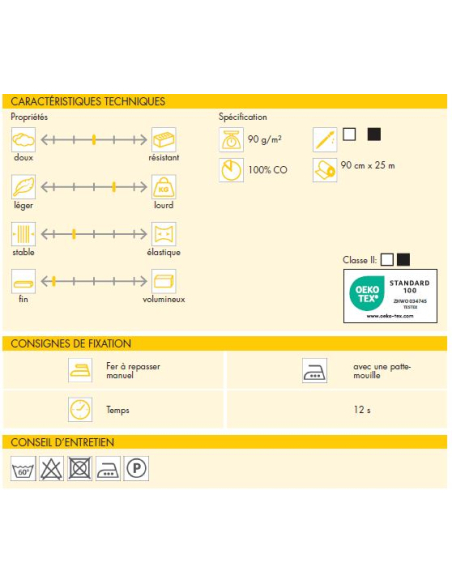 Entoilage thermocollant Vlieseline - G700 Blanc