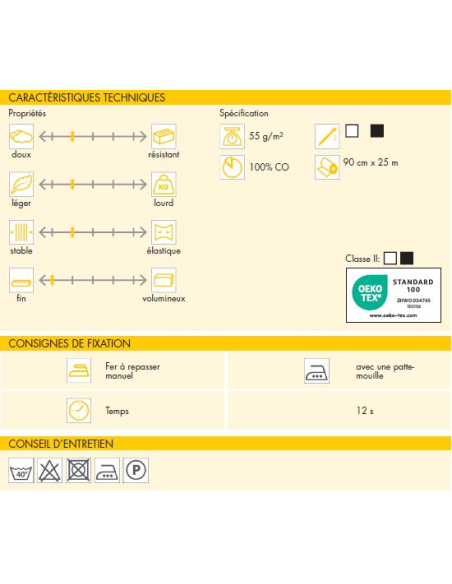 Entoillage tissé polyvalent thermocollant G710 blanc