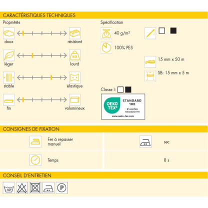Support droit fil extensible Vlieseline - Blanc 2
