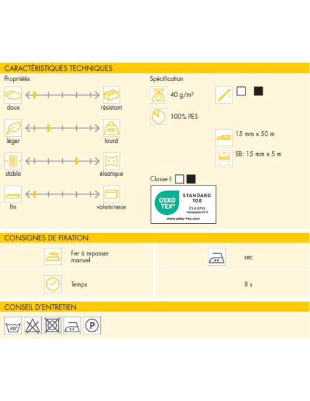 Support droit fil extensible Vlieseline - Blanc
