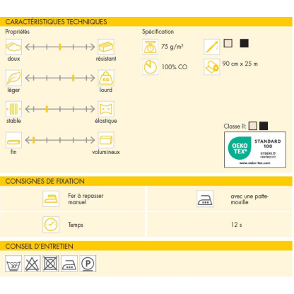 Entoillage tissé coton Vlieseline - G740 écru 2
