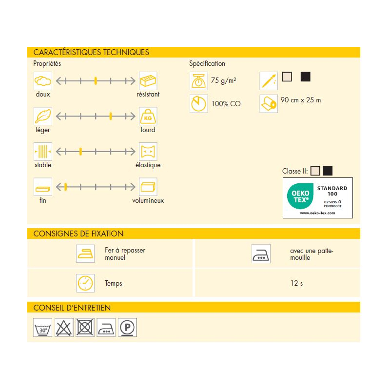 Entoillage tissé coton Vlieseline - G740 noir