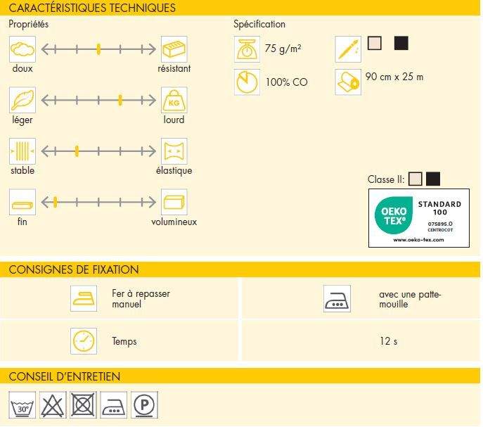 Entoillage tissé coton Vlieseline - G740 noir