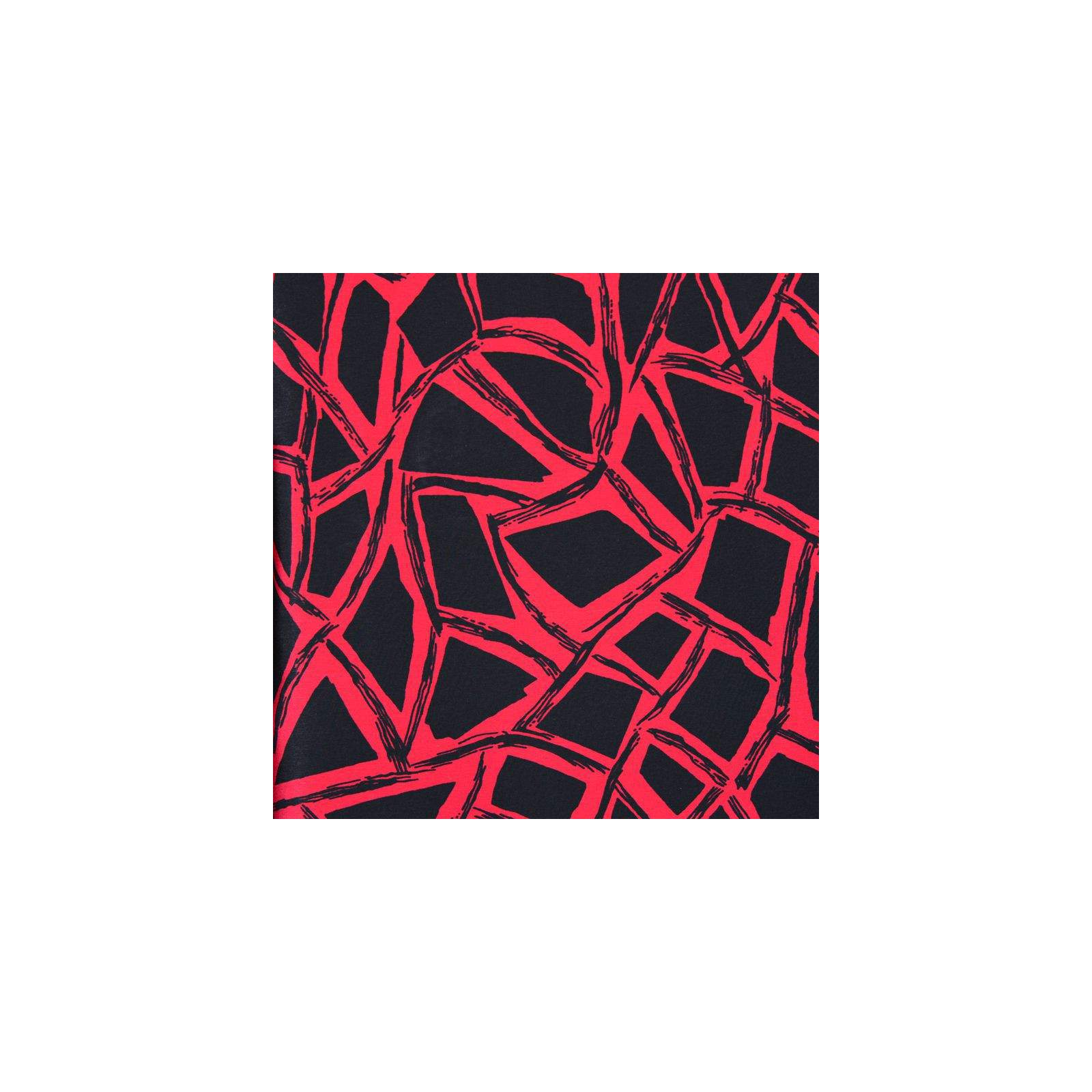 Crêpe Polyester imprimé forme noir sur fond rouge
