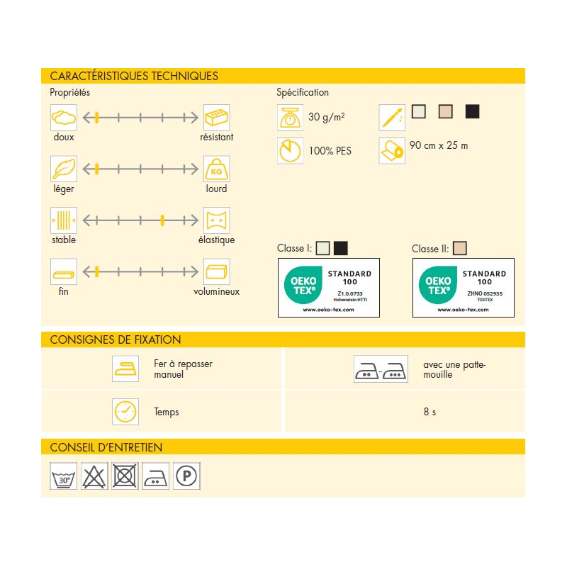 Entoillage en tissu thermocollant Vlieseline - G785 noir