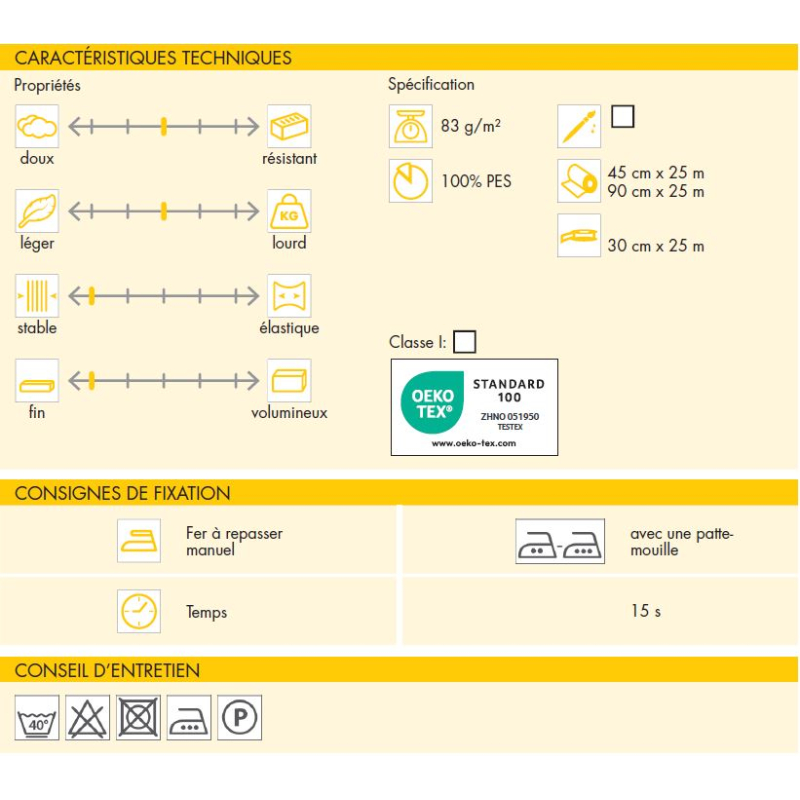 Entoilage léger Vlieseline - S320 (laize : 45cm)