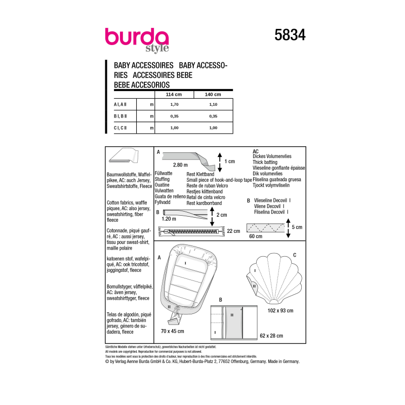 Patron Burda 5834 - Accessoires bébé