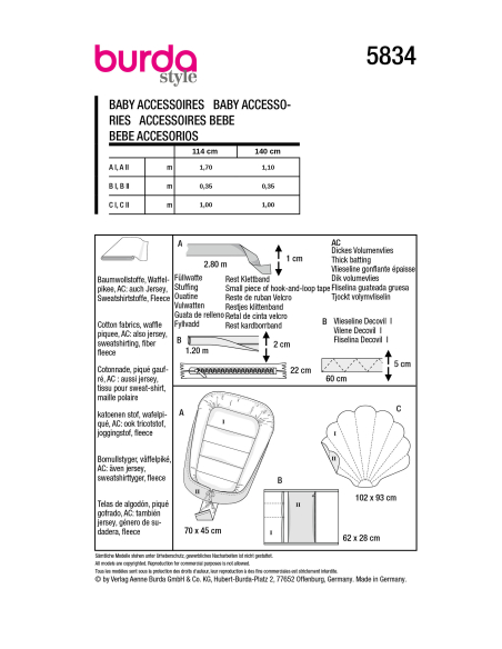 Patron Burda 5834 - Accessoires bébé