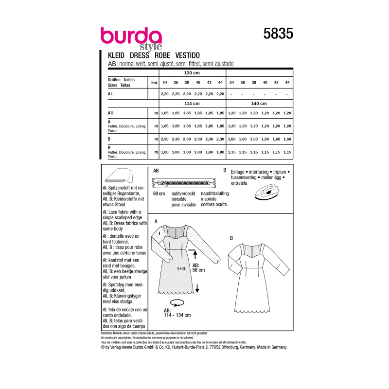 Patron Burda 5835 - Robe