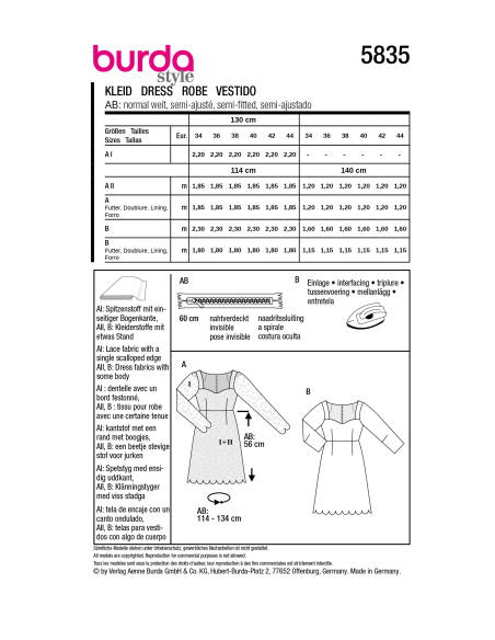 Patron Burda 5835 - Robe