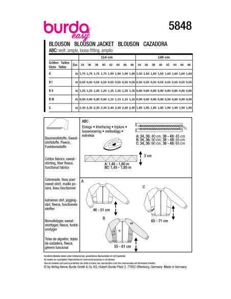 Patron Burda 5848 - Blouson
