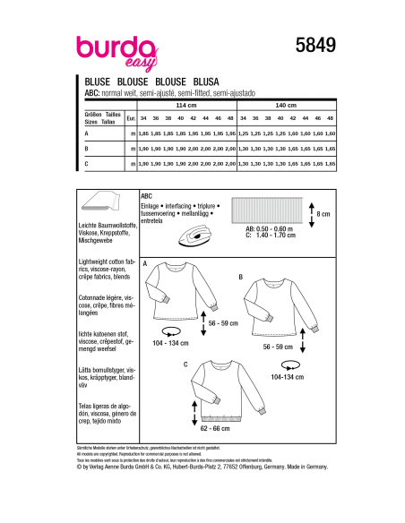 Patron Burda 5849 - Blouse