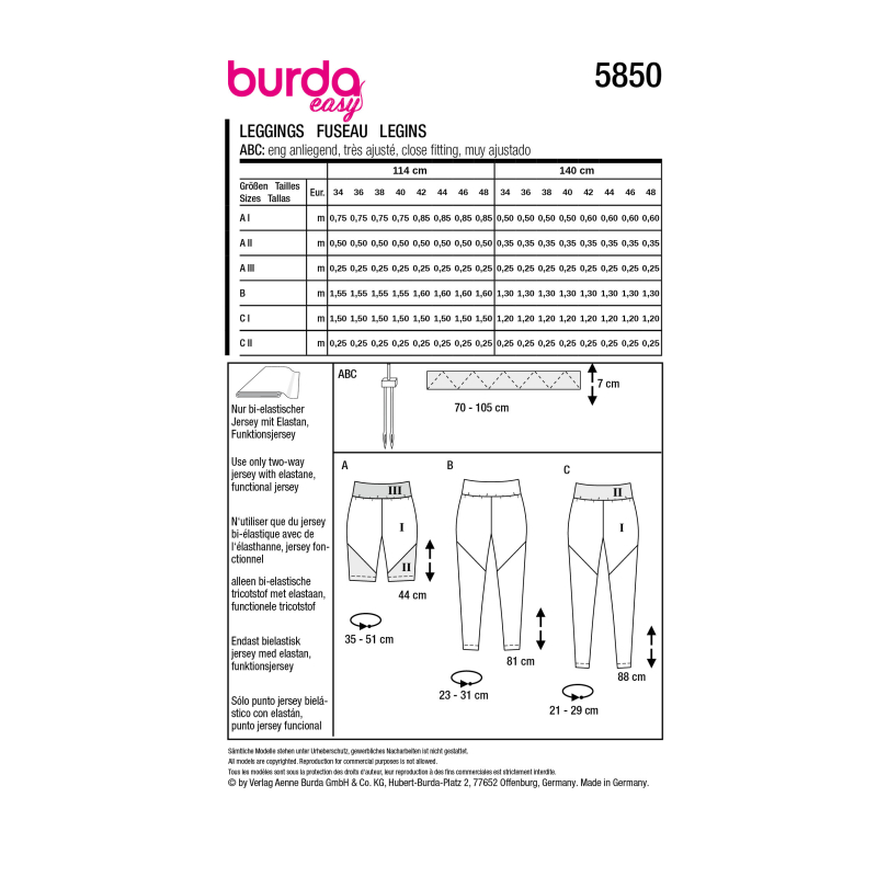 Patron Burda 5850 - Leggings