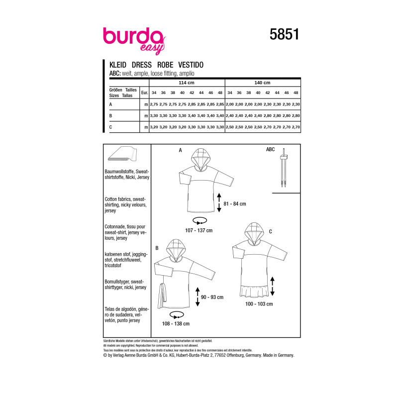 Patron Burda 5851 - Robe