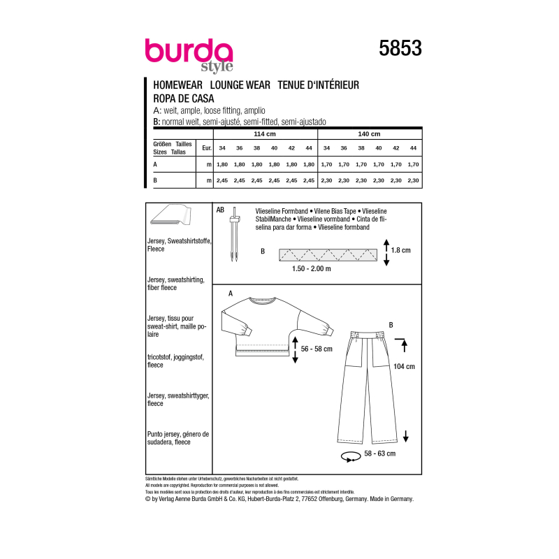 Patron Burda 5853 - Homewear