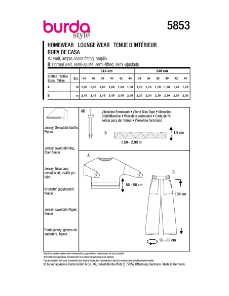 Patron Burda 5853 - Homewear