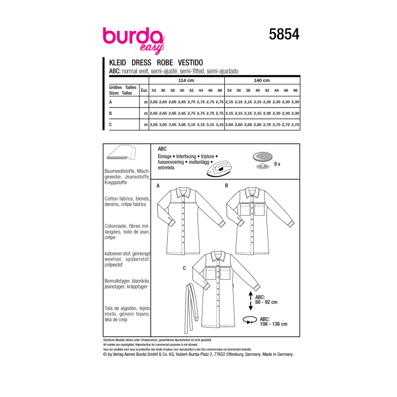 Patron Burda 5854 - Robe