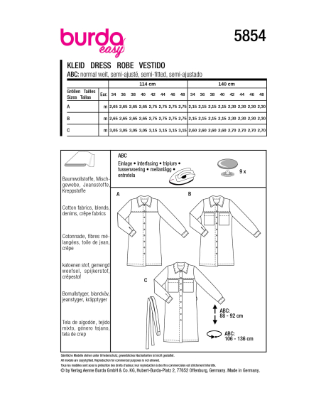 Patron Burda 5854 - Robe