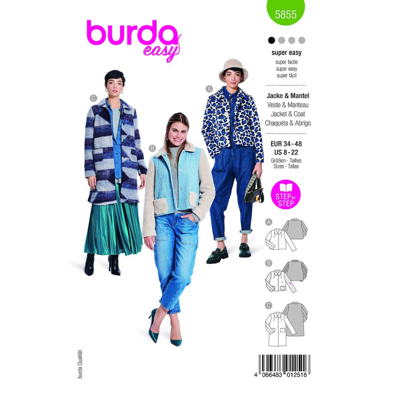 Patron Burda 5855 - Veste & manteau