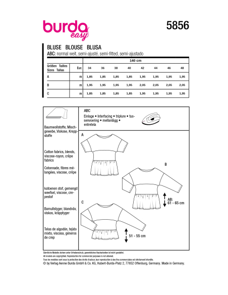 Patron Burda 5856 - Blouse