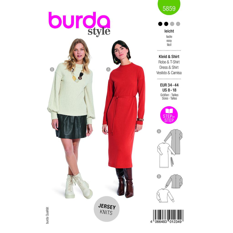 Patron Burda 5859 - Robe & tee-shirt