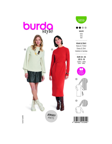 Patron Burda 5859 - Robe & tee-shirt