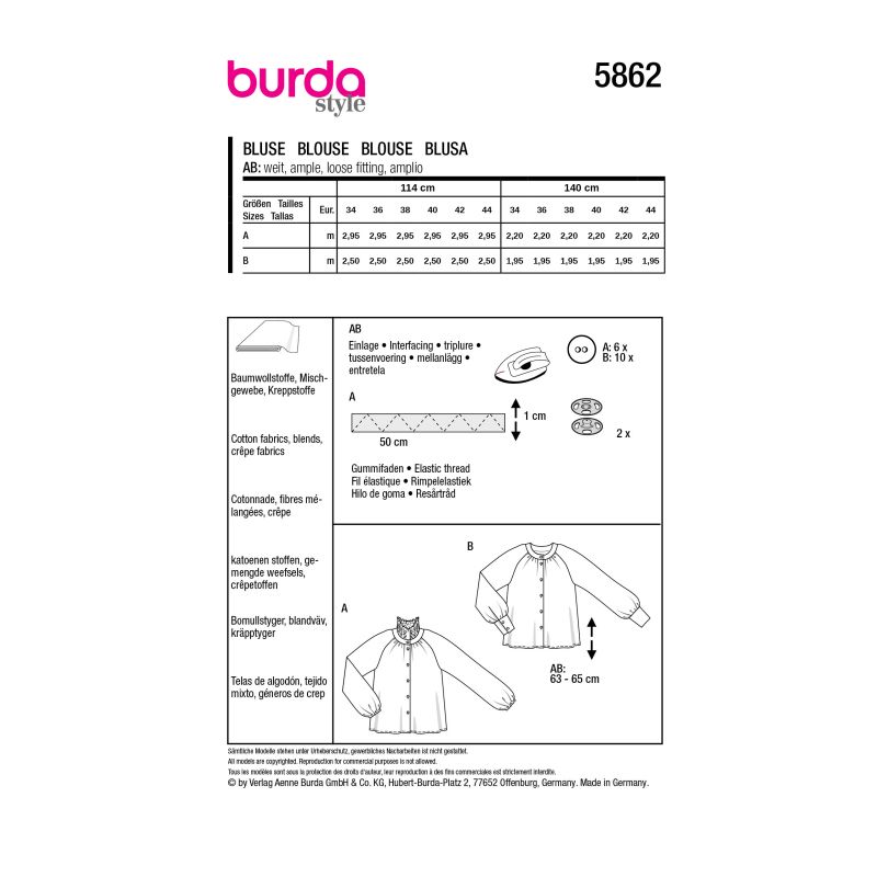 Patron Burda 5862 - Blouse
