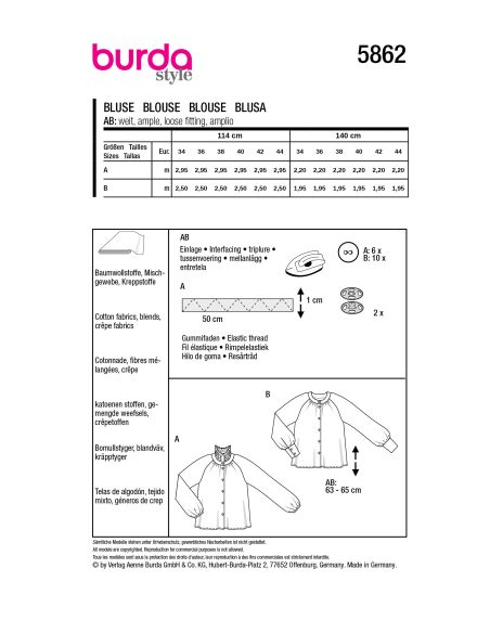 Patron Burda 5862 - Blouse