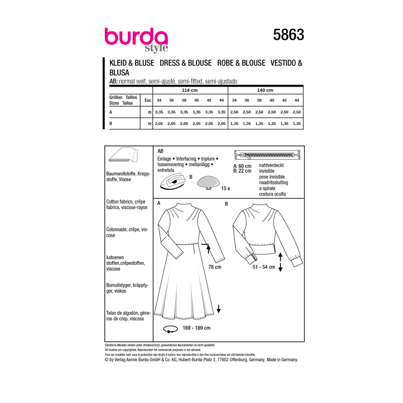 Patron Burda 5863 - Robe & blouse