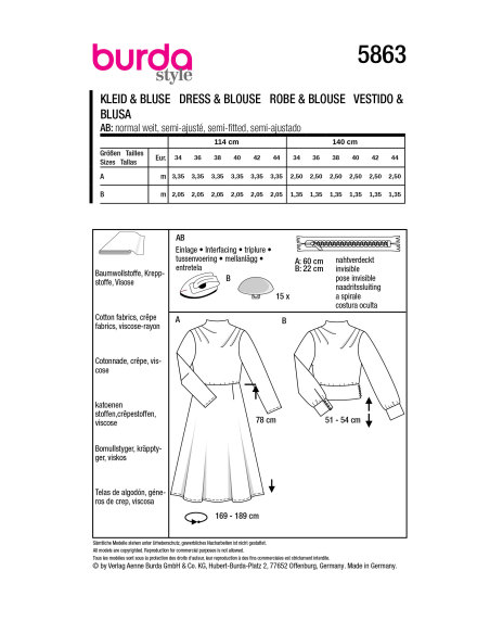 Patron Burda 5863 - Robe & blouse