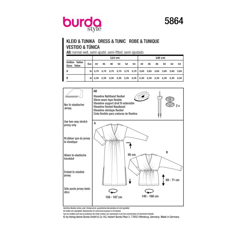 Patron Burda 5864 - Robe & tunique