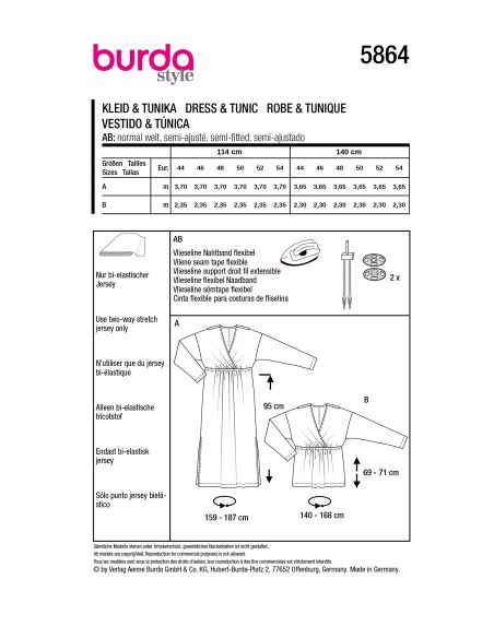 Patron Burda 5864 - Robe & tunique