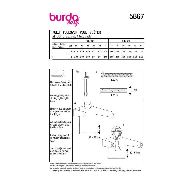 Patron Burda 5867 - Pull