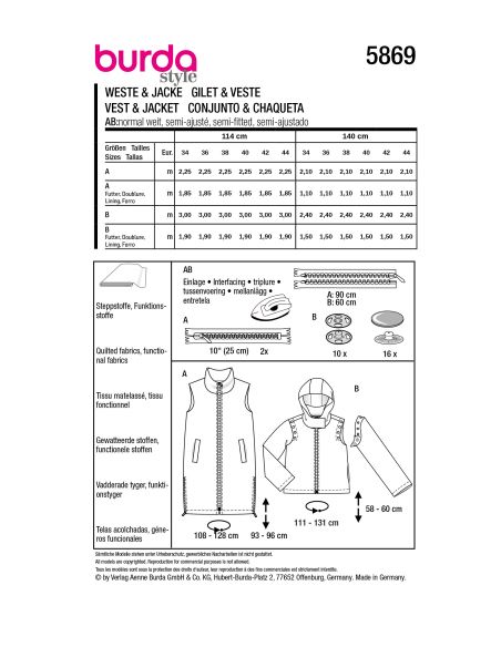 Patron Burda 5869-Gilet & veste