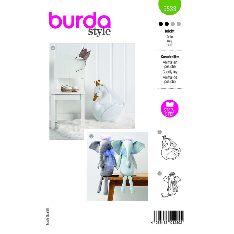 Patron Burda 5833 - Animaux en peluche