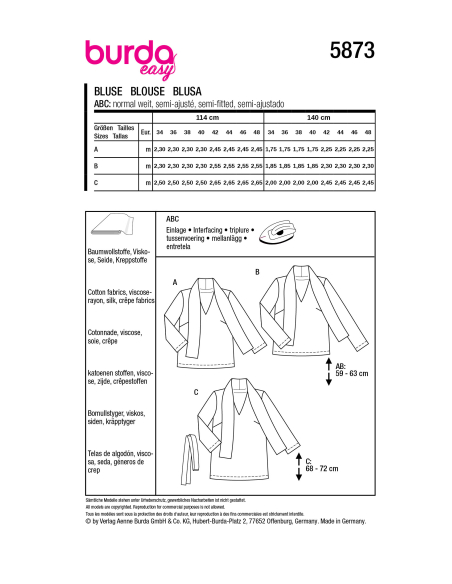 Patron Burda 5873 - Blouse