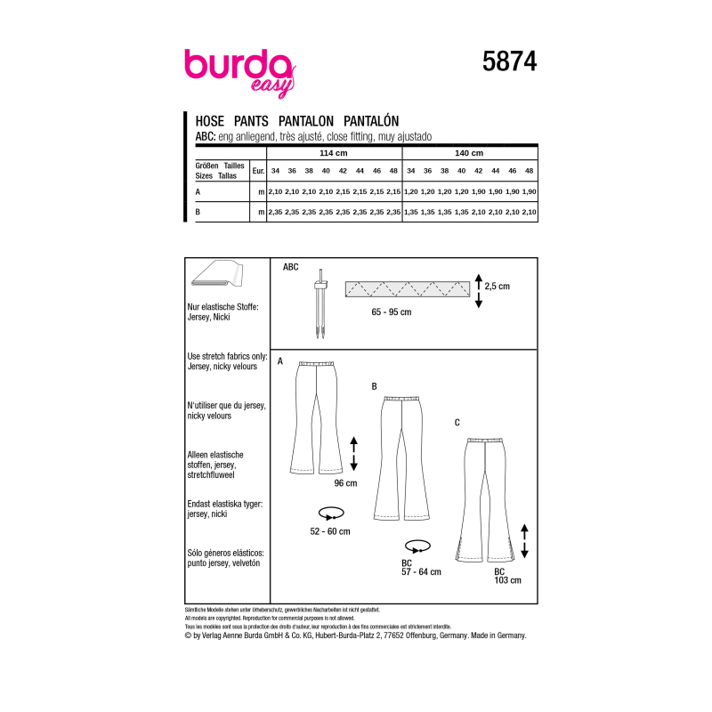Patron Burda 5874 - Pantalon