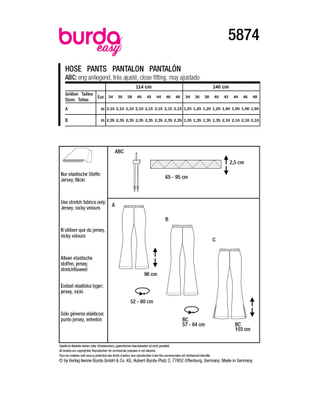 Patron Burda 5874 - Pantalon