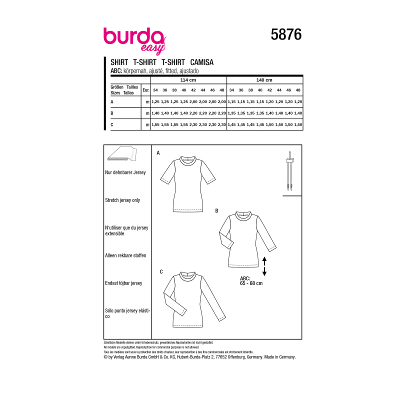 Patron Burda 5876 - T-shirt