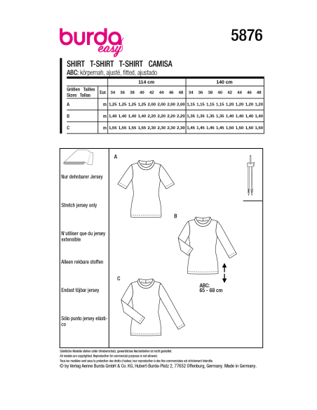 Patron Burda 5876 - T-shirt