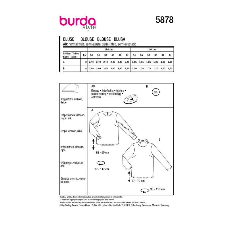 Patron Burda 5878 - Blouse