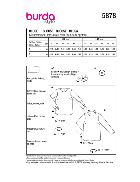 Patron Burda 5878 - Blouse