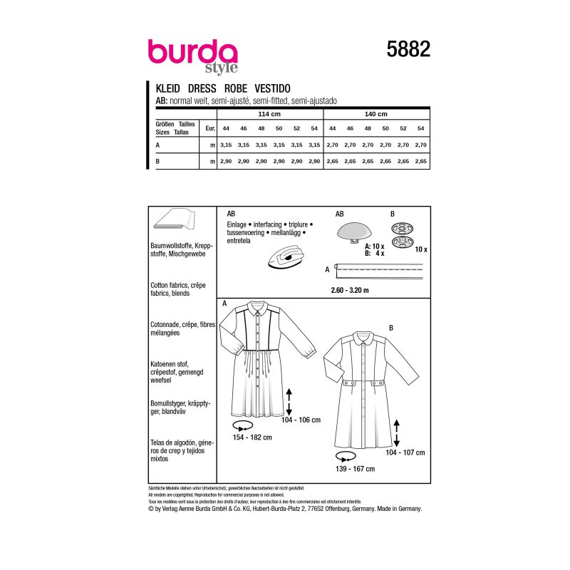 Patron Burda 5882 - Robe