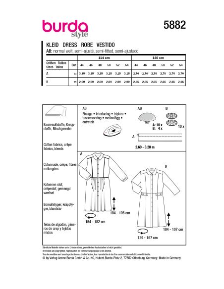 Patron Burda 5882 - Robe