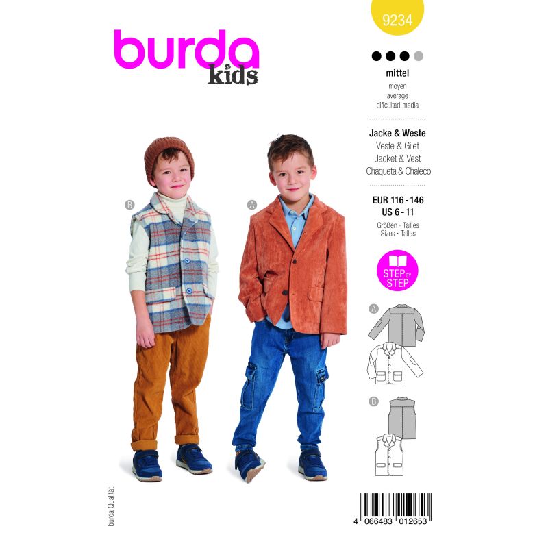 Patron Burda 9234 - Veste & gilet