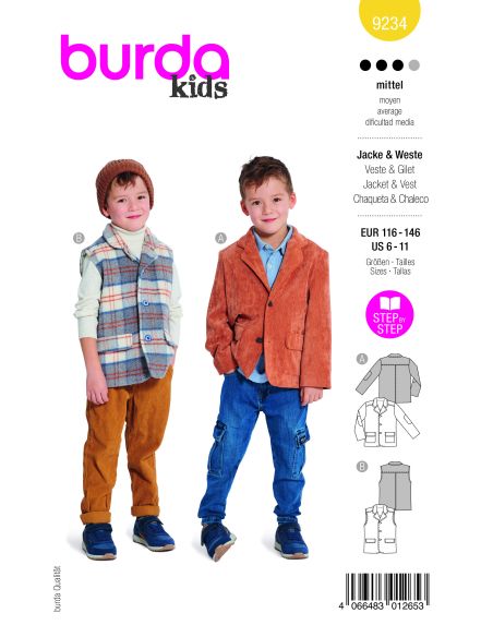 Patron Burda 9234 - Veste & gilet
