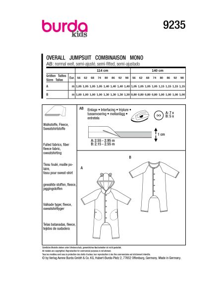 Patron Burda 9235 - Grenouillère