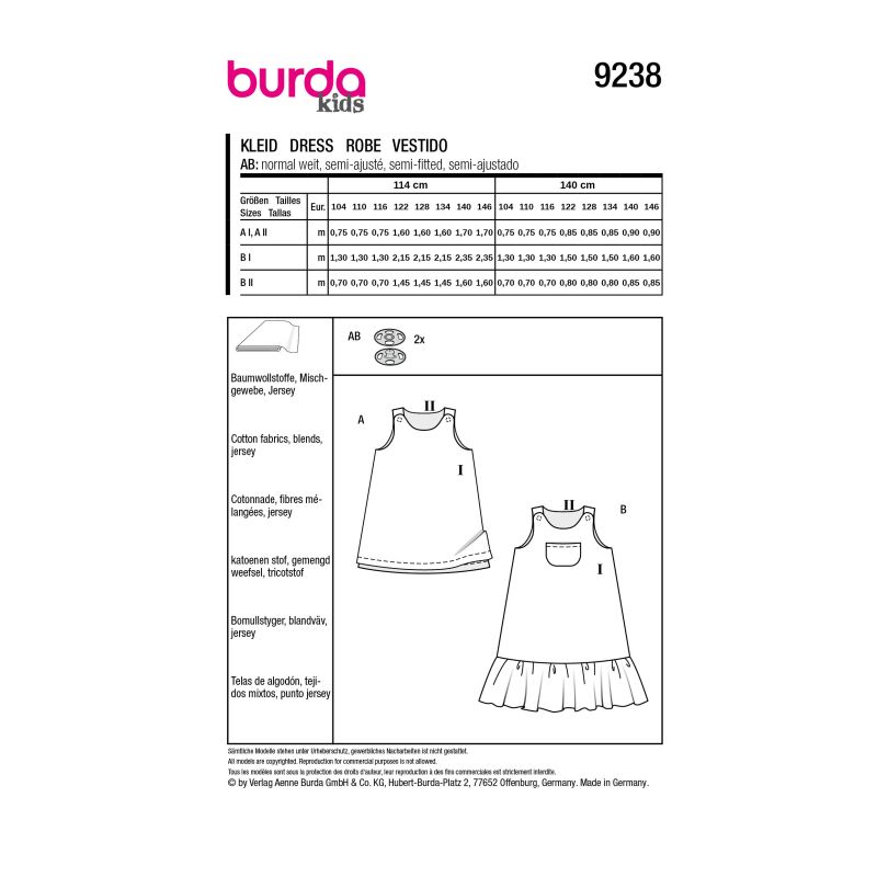 Patron Burda 9238 - Robe