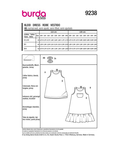 Patron Burda 9238 - Robe