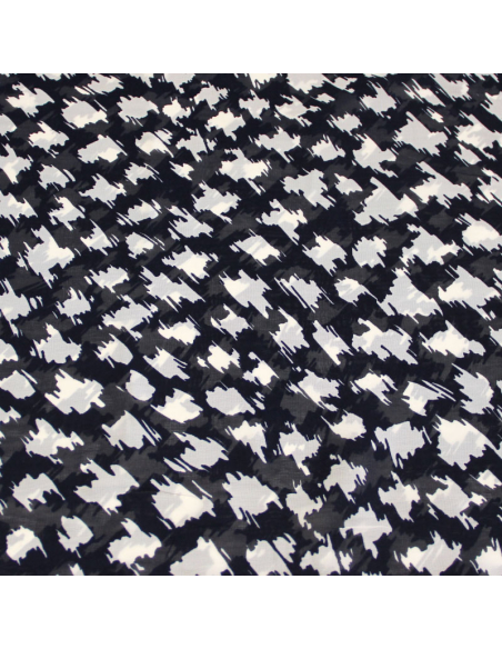 Georgette 100% viscose - Tacheté blanc fond marine